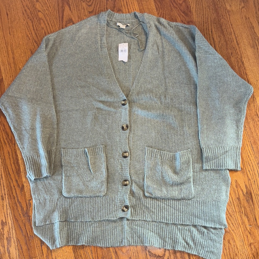 Women's Green Oversized American Eagle Cardigan Sweater